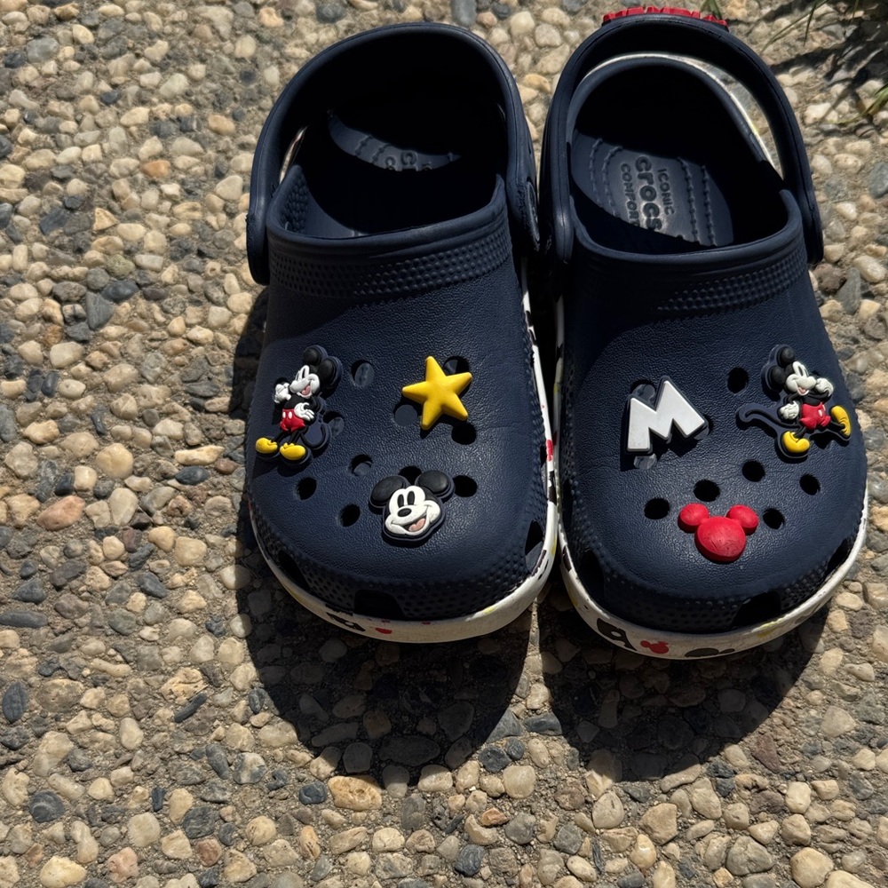 CROCS Kids Navy Sandals with Mickey Mouse Charms